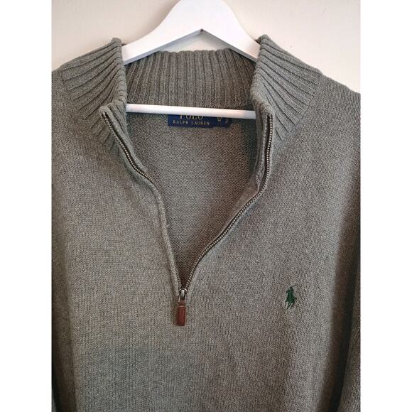 Polo Ralph Lauren Sweater Men 4XB Gray Zip Classic Minimalist Mock Neck Pullover - Picture 5 of 10